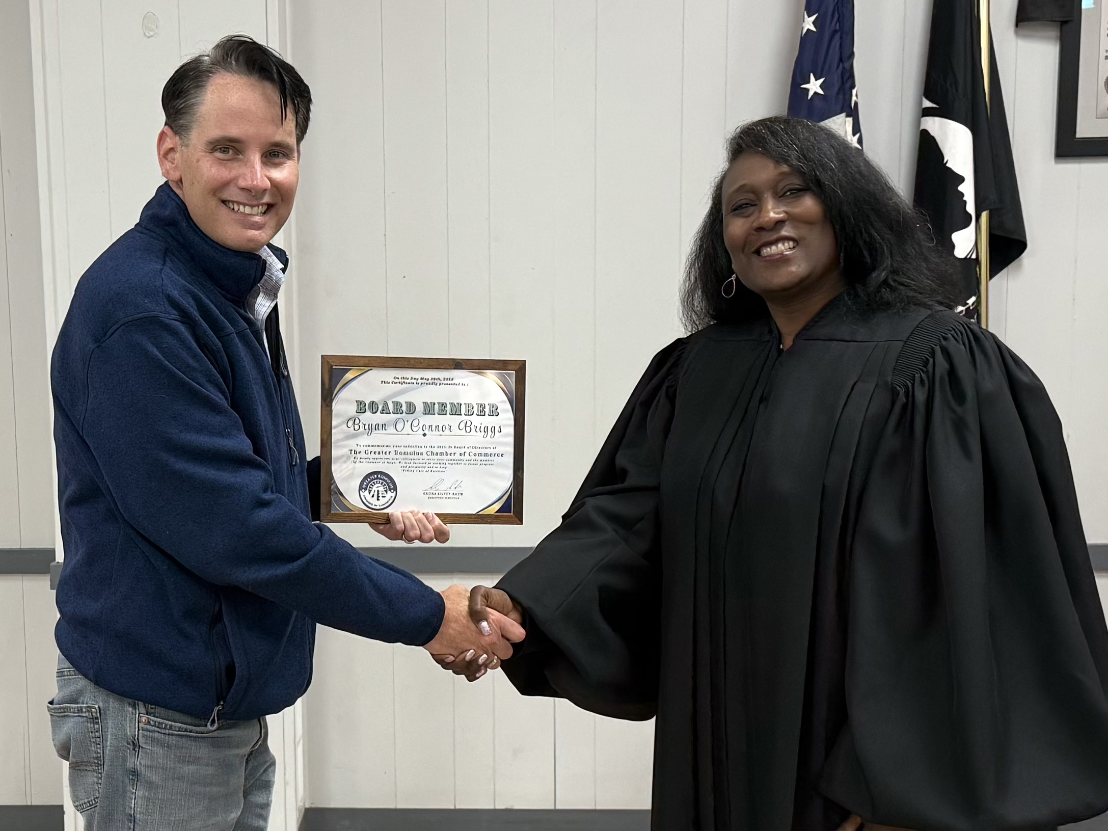 Photo of Bryan O'Connor Briggs and the Honorable Teresa Patton of the 34th District Court